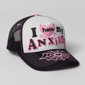 UO Pink & Black Graphic Trucker Hat
